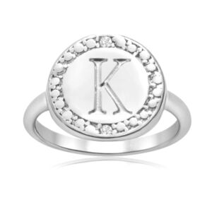 Silver Monogram Ring - K - 925 STERLING SILVER